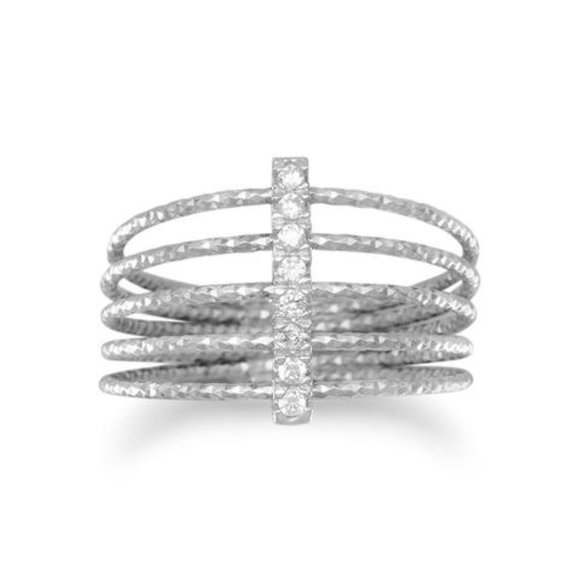 Jewelry - NEW S925 Wire CZ Bar Ring Size 8